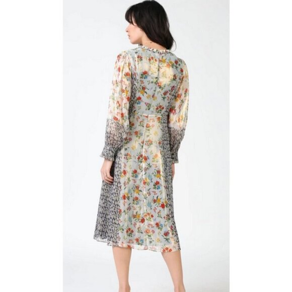 💕CURRENT AIR💕 Floral Combo Mixed Print Shine Midi Dress ~ Medium M NWT - Picture 4 of 16